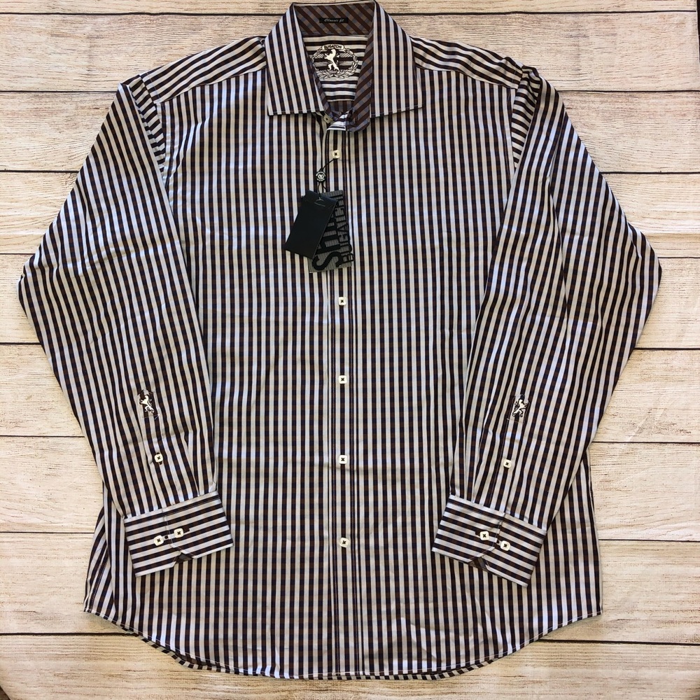 NWT Bugatchi Classic Fit Woven Button Down Shirt - Picture 2 of 10